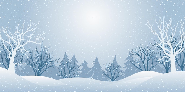 Winterlandschaft Schnee und Waldschneefall und Sonnenschein