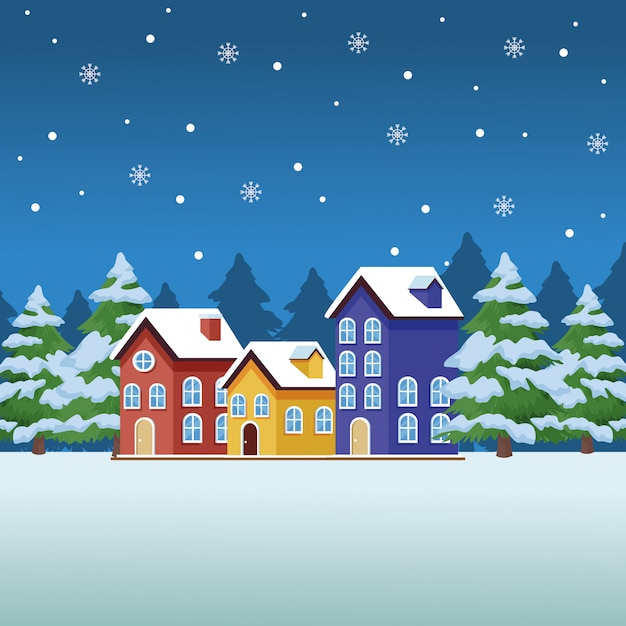 Winterlandschaftskarikaturen