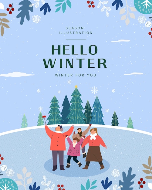 Winterliche emotionale illustration web-banner-popup