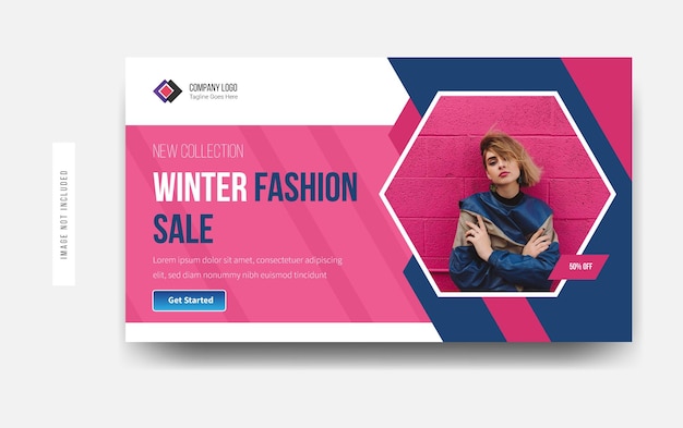 Vektor wintermode-verkauf youtube-thumbnail-banner-vorlage design premium-vektor