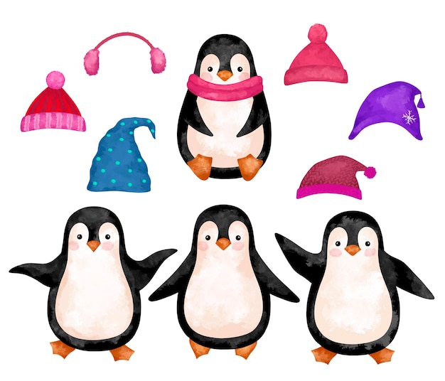 Winterpinguin mit Hut ClipArt Weihnachtspinguin