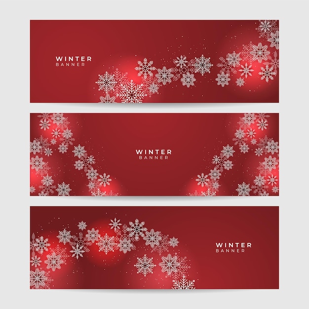 Winterrotes Schneeflocke-Design-Vorlagen-Banner