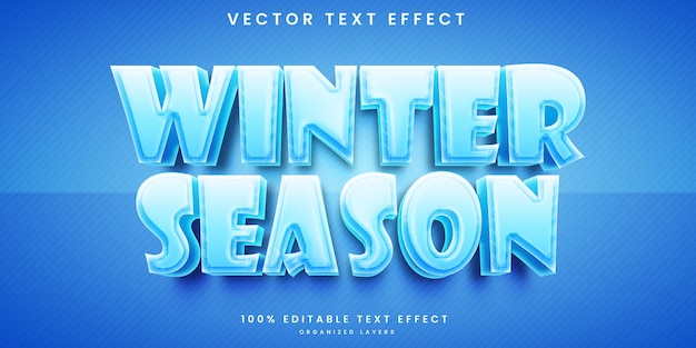 Vektor wintersaison 3d editierbarer texteffekt