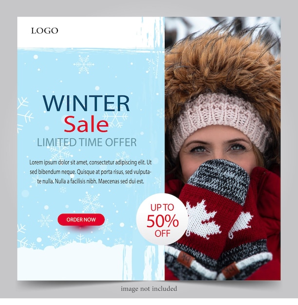 Winterschlussverkauf-banner-vorlage, einkaufsverkaufs-vektorillustration für soziale medien