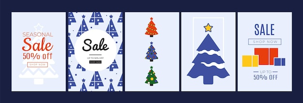 Winterschlussverkauf banner weihnachtsbaum karten xmas party rabatt vektor poster