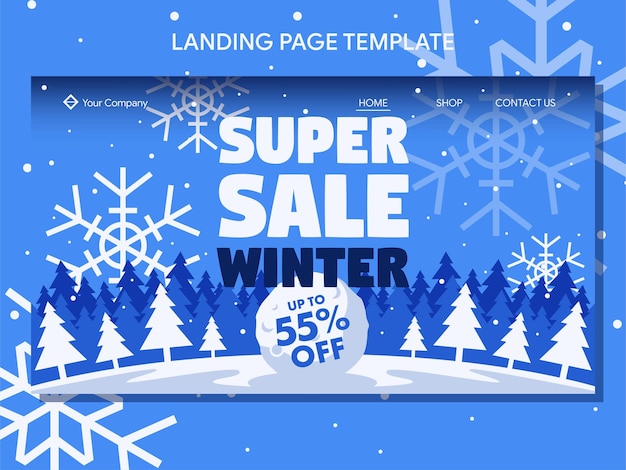 Winterschlussverkauf landing page und banner-design-vorlage