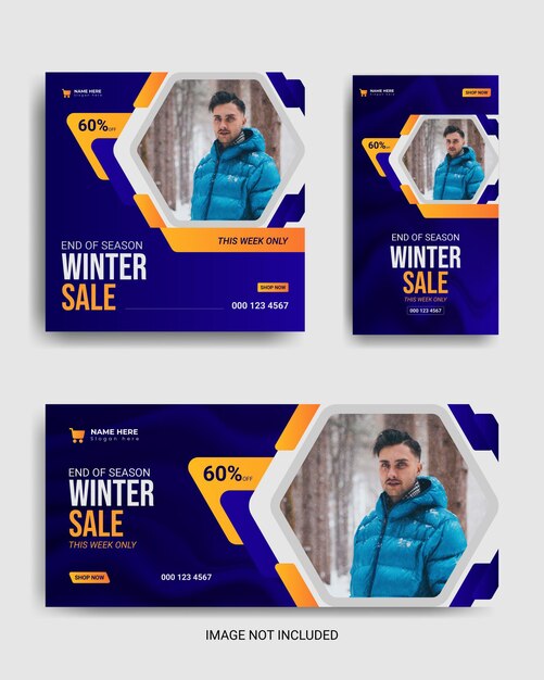 Winterschlussverkauf-social-media-paket instagram-post-geschichte facebook-cover premium-vektor