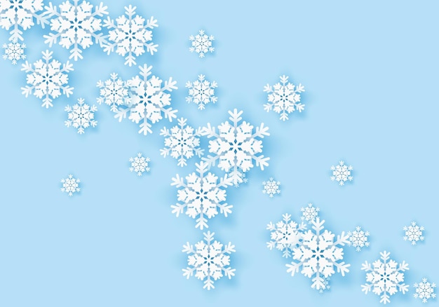 Winterschneeflockegrußbanner mit blauem Hintergrund Schneeplakatschablone