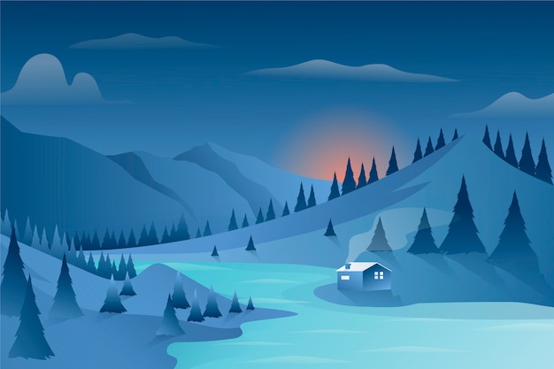 Wintersonnenwende mit Farbverlauf