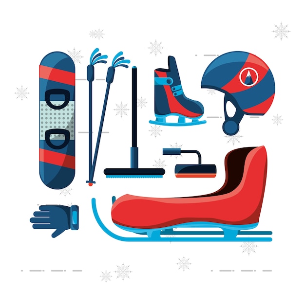 Wintersport ausrüstung icon-set