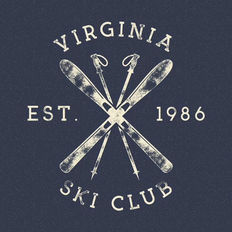 Wintersport, Ski Club Label. Vintage Mountain Winter Camp Explorer Abzeichen. Outdoor-Abenteuer-Logo.
