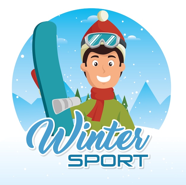 Wintersportler mit snowboard und ski