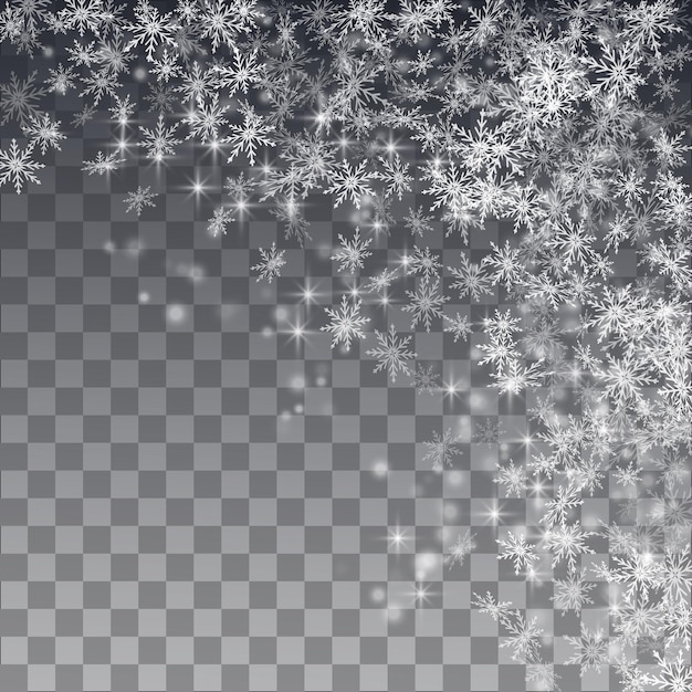 Vektor winterurlaub dekoration schneerahmen fallender schnee auf einem transparenten hintergrund