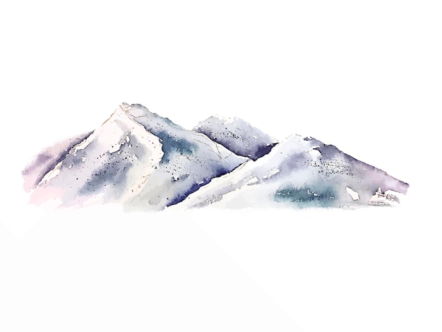 Vektor winterweihnachtskarte schneebedeckte berge aquarellillustrationen