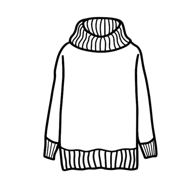 Vektor winterwollpullover warme, gemütliche kleidung entwurf für postkartenpakete und druck handgezeichnete vektorillustration im doodle-stil