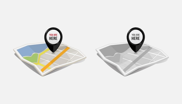 Vektor wir sind hier kartenzeiger.location pin set.gps location symbol collection illustration mit karte