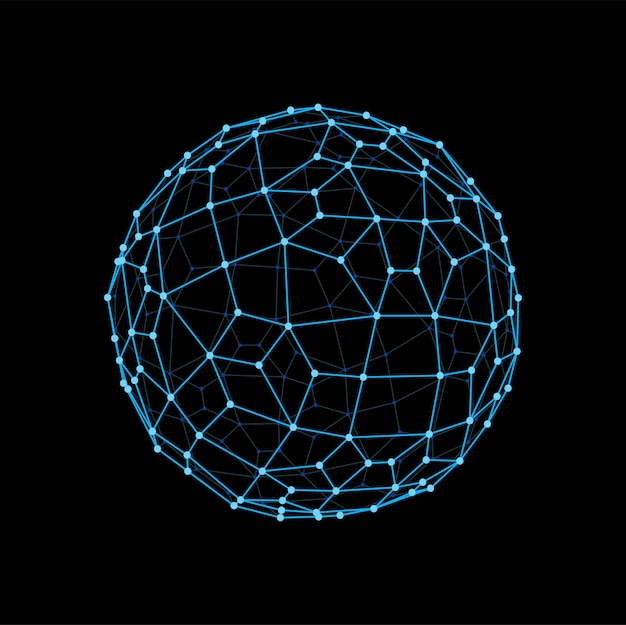 Wireframe-Kugel und 3D-Polygonkugelform