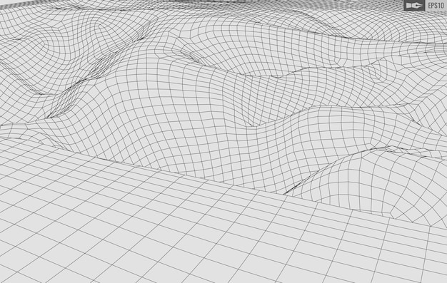 Wireframe-Landschaft auf weißem Hintergrund Abstrakter geometrischer Vektor-Technologie-Hintergrund Digitaler Hintergrund des Vektors 3d