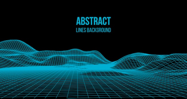 Wireframe-Landschaft Wireframe-Terrain-Landschaft-Design 3D-Landschaft