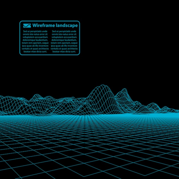 Wireframe-Landschaftsdraht Wireframe-Gelände-Polygon-Landschaftsdesign 3D-Landschaft