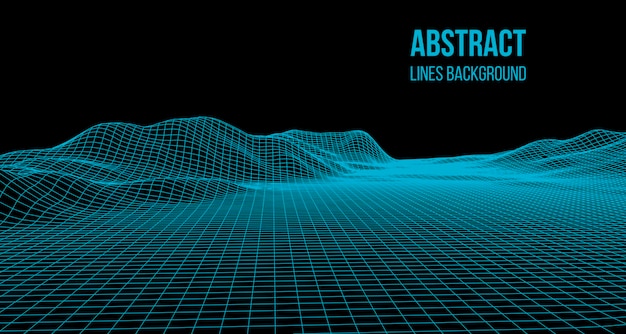 Wireframe-Landschaftsdraht Wireframe-Geländelandschaftsdesign 3D-Landschaft