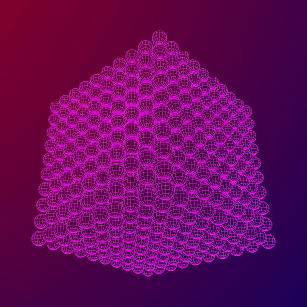 Vektor wireframe mesh cube machen mit vielen kleinen kugeln connection structure digital data