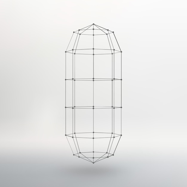 Wireframe Mesh Polygonale Kapsel Die Kapsel der Linien verbundene Punkte