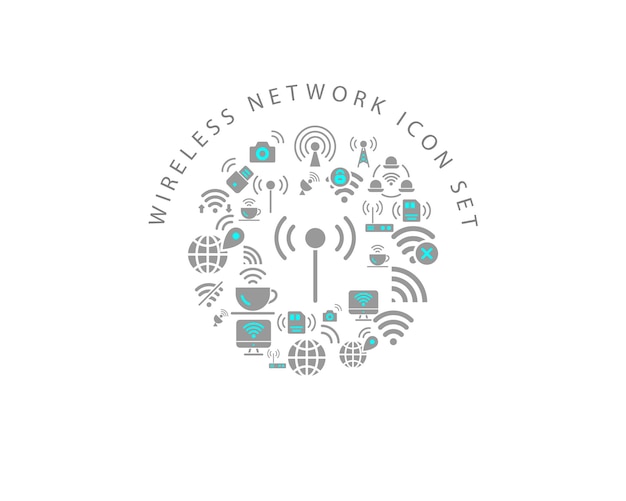 Wireless-Netzwerk-Icon-Set-Design