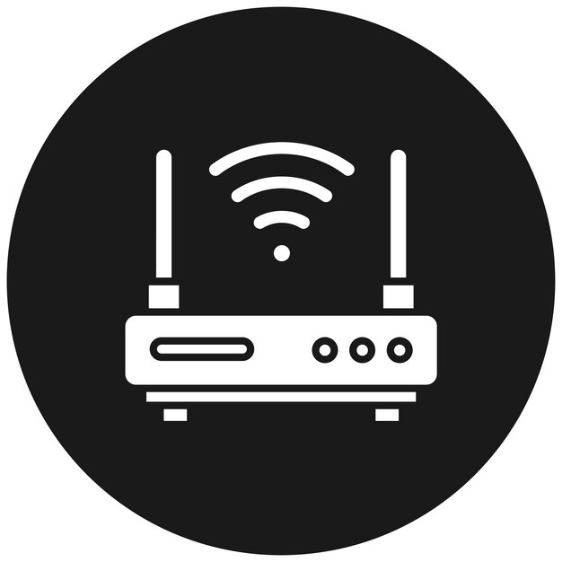Wireless-Router-Vektor-Symbol kann für Computer- und Hardware-Ikonen verwendet werden