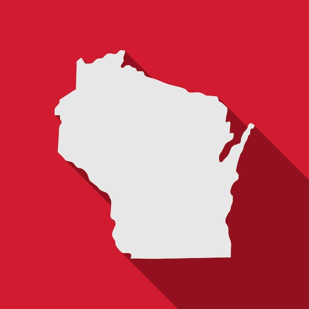 Wisconsin-Staatskarte mit langem Schatten