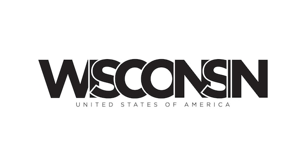 Wisconsin USA-Typografie-Slogan-Design America-Logo mit grafischer Stadtbeschriftung für Print und Web