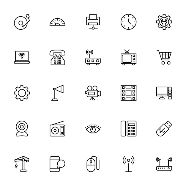 Wissenschaft und technologie liniensymbole