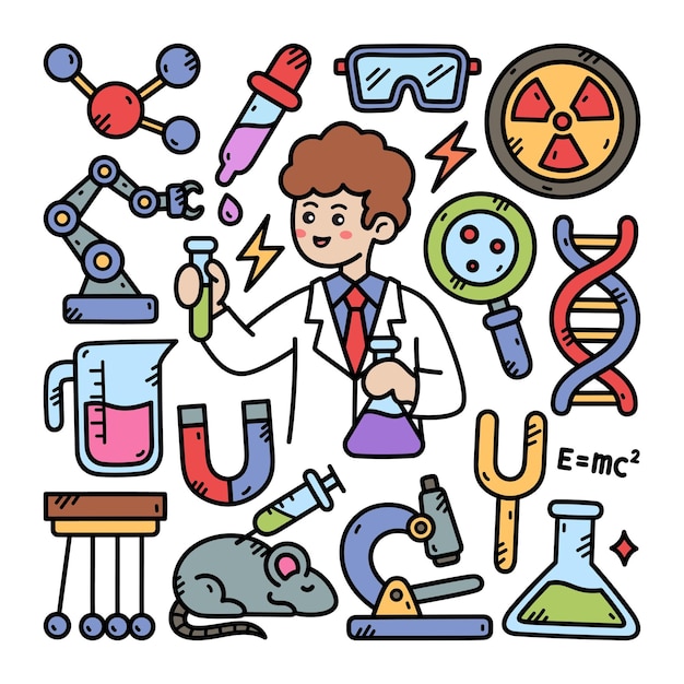 Wissenschaftliche Doodle-Illustration