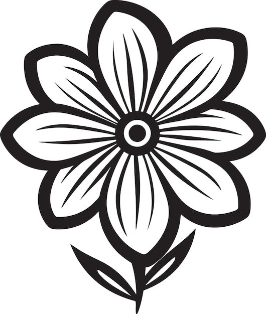 Vektor witzige blütenblattskizze schwarz ausgewiesenes logo künstlerische blumengestur handgezeichnet emblematische skizze