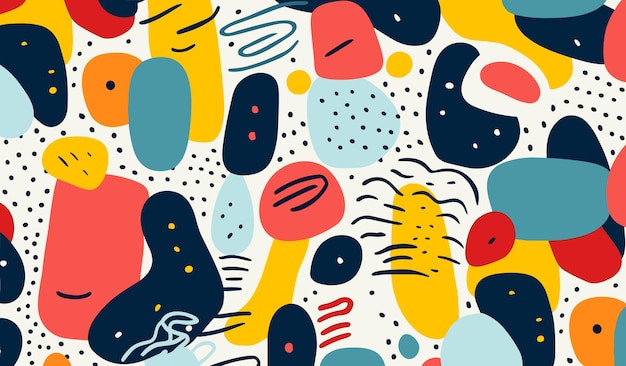 Witzige Linienkunst Bonanza nahtlose Muster voller farbenfroher Doodles Perfekt für Kinder
