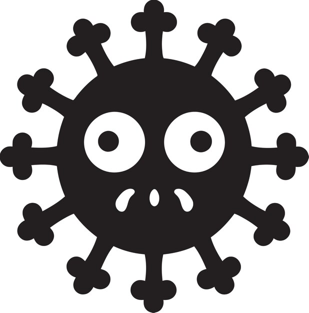 Vektor witzige virus freude süßes schwarzes logo mikroskopische freude schwarzes vektor-symbol