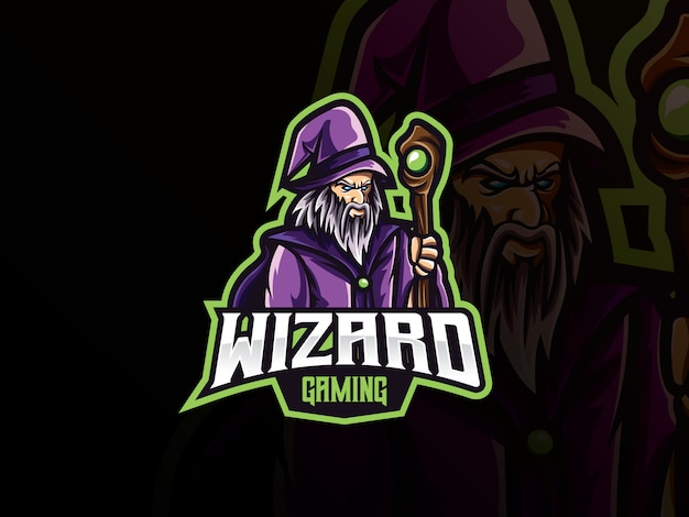 Wizard maskottchen sport logo design