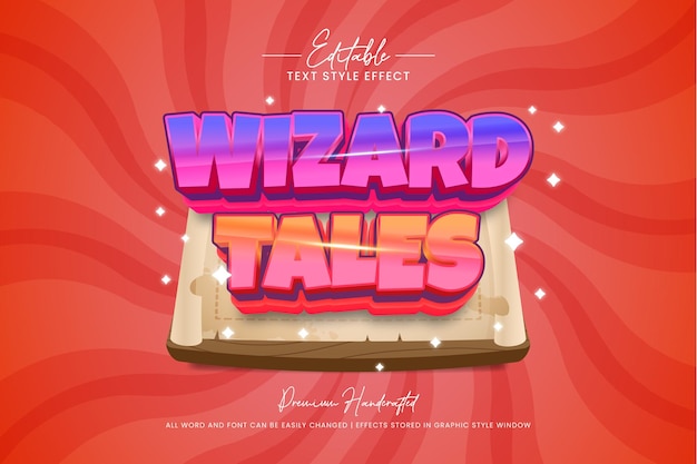 Wizard tales spielerischer bearbeitbarer textstileffekt