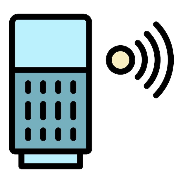 Vektor wlan-smart-lautsprecher-symbol. umriss des wlan-smart-lautsprecher-vektorsymbols in farbe, flach isoliert