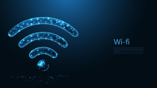 WLAN-Symbolleitungsverbindung. Low-Poly-Wireframe-Design. Abstrakter geometrischer Hintergrund. Vektor-Illustration.