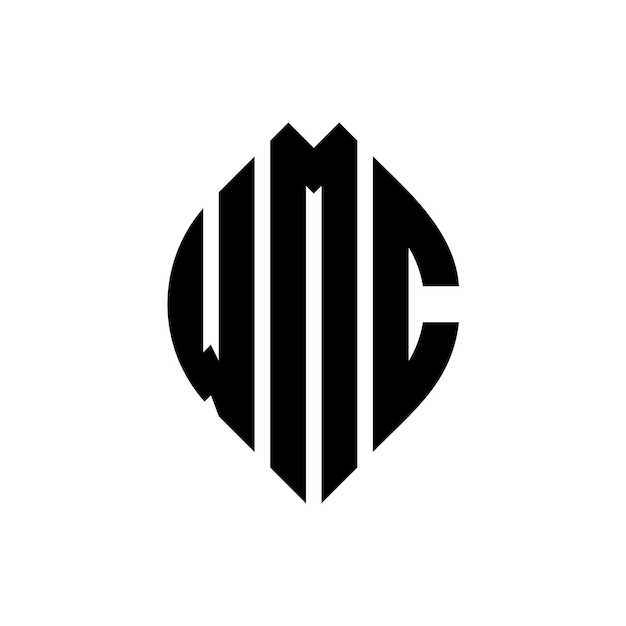 Vektor wmc kreisbuchstaben-logo-design mit kreis- und ellipseform wmc ellipse-buchstaben mit typografischem stil die drei initialen bilden ein kreis-logo wmc kreise-emblem abstract monogramm buchstaben-marke vektor