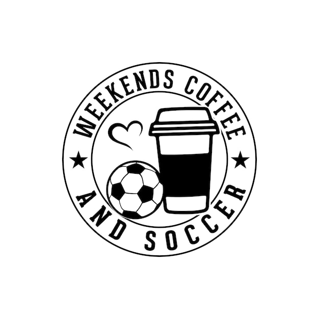 Wochenendkaffee und fußball-t-shirt-design