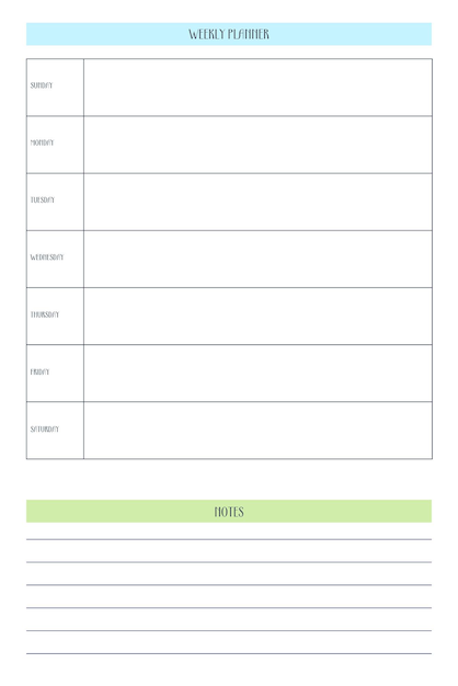 Wochenplaner-tagebuchvorlage im klassischen strengen stil mit mehrfarbigen elementen monatskalender individueller zeitplan minimalismus zurückhaltendes design für business-notizbuch die woche beginnt am sonntag