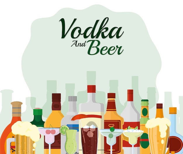 Wodka und bierbar trinkt vektor-illustration-grafik-design