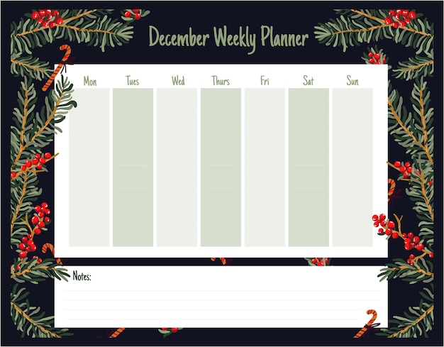 Wöchentlicher tagesplaner weihnachten niedlichen themenbezogenen skandinavischen stil