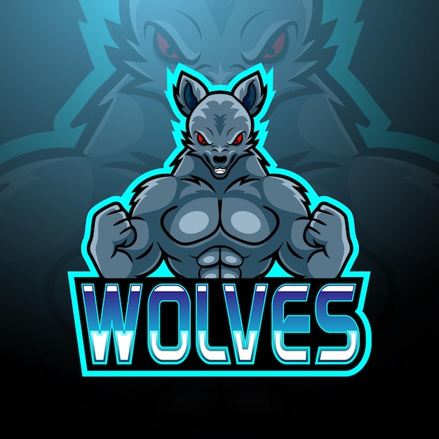 Vektor wölfe esport-logo-maskottchen-design