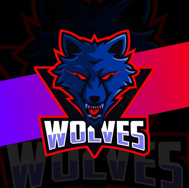 Wölfe maskottchen esport logo design