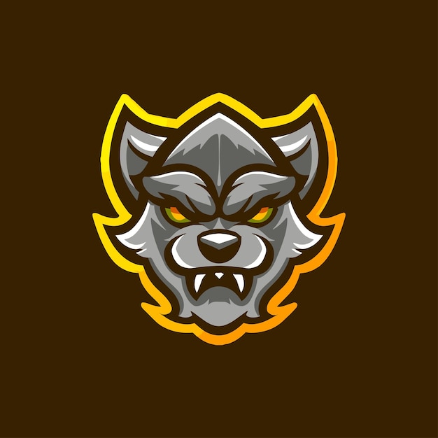 Wölfskopf-Vektor-Illustration des E-Sport-Maskottchen-Logos