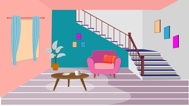 Wohnzimmer Interior Design mit Möbeln