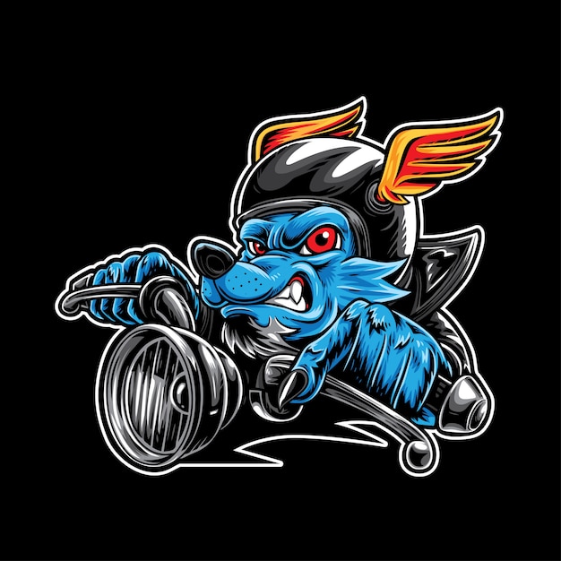 Vektor wolf biker speed racing